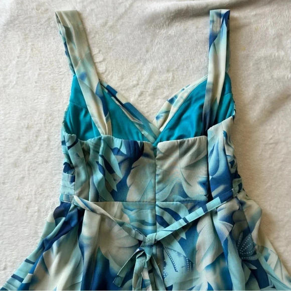 VTG 90s 2000s Y2K Boho Tropical Floral Midi Dress - Picture 8 of 13